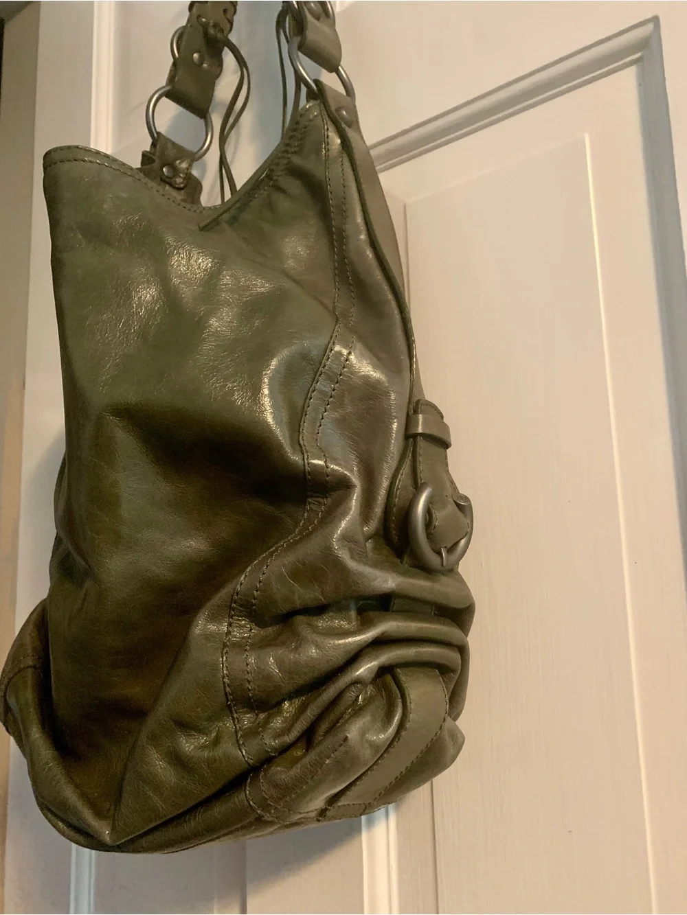 Francesca Biasia Y2K Olive Green Slouchy Hobo with Braided Strap HandBag
